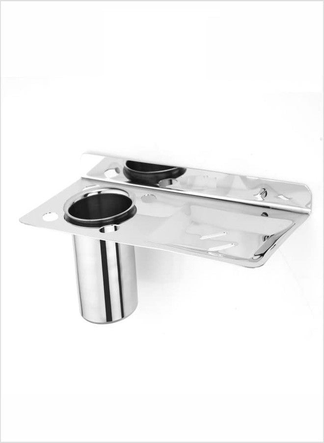 GLOXY ENTERPRISE Wall Mount Stainless Steel Toothbrush Holder with Soap Dish, Tumbler Holder with Soap Dispenser, Usable for Bathroom and Wash Basin Area, Bathroom Accessories -(Pack of 1) - Image 1